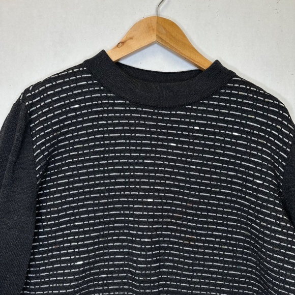 St. John Sport Black with silver Wool Blend pull over Sweater size Large - Picture 3 of 14
